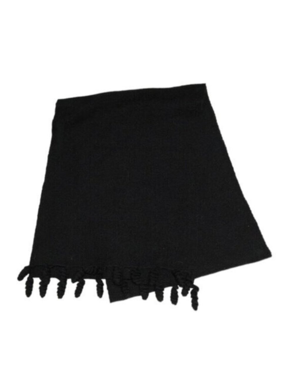 Mon Repos Black Alpaca Scarf Curly Fringe